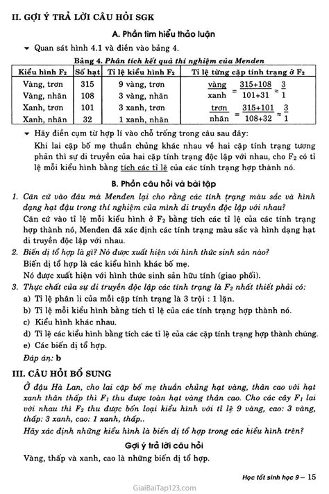 soạn sinh lớp 9 bài 4